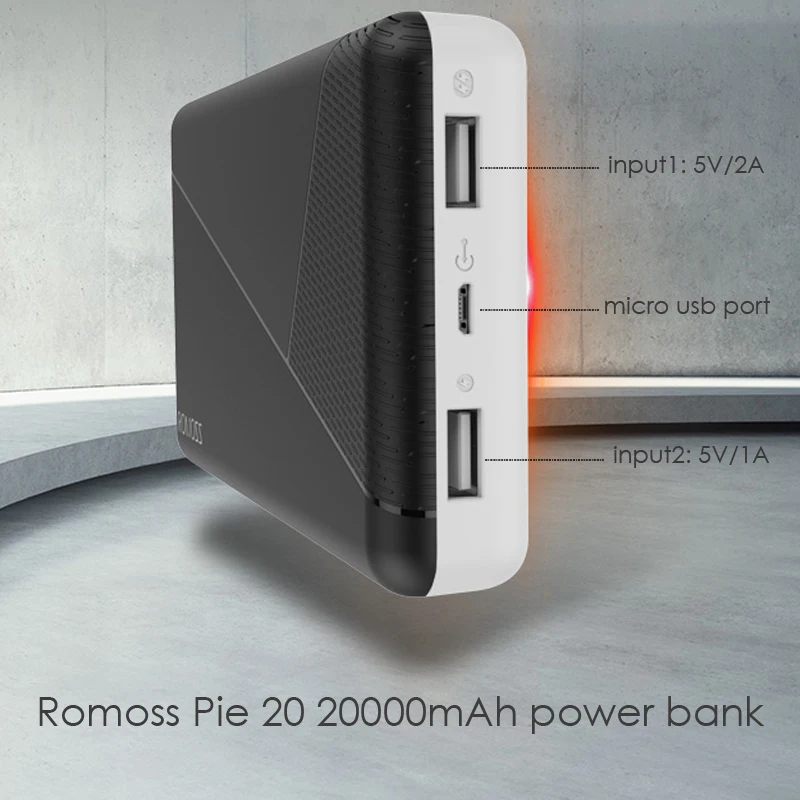 ROMOSS PIE 20 power Bank 20000 мАч портативный внешний Литий полимерный аккумулятор зарядное