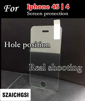 

SZAICHGSI 500pcs tempered glass screen protector 0.26mm 9H protective glass films for iphone 4 4S with retail box package