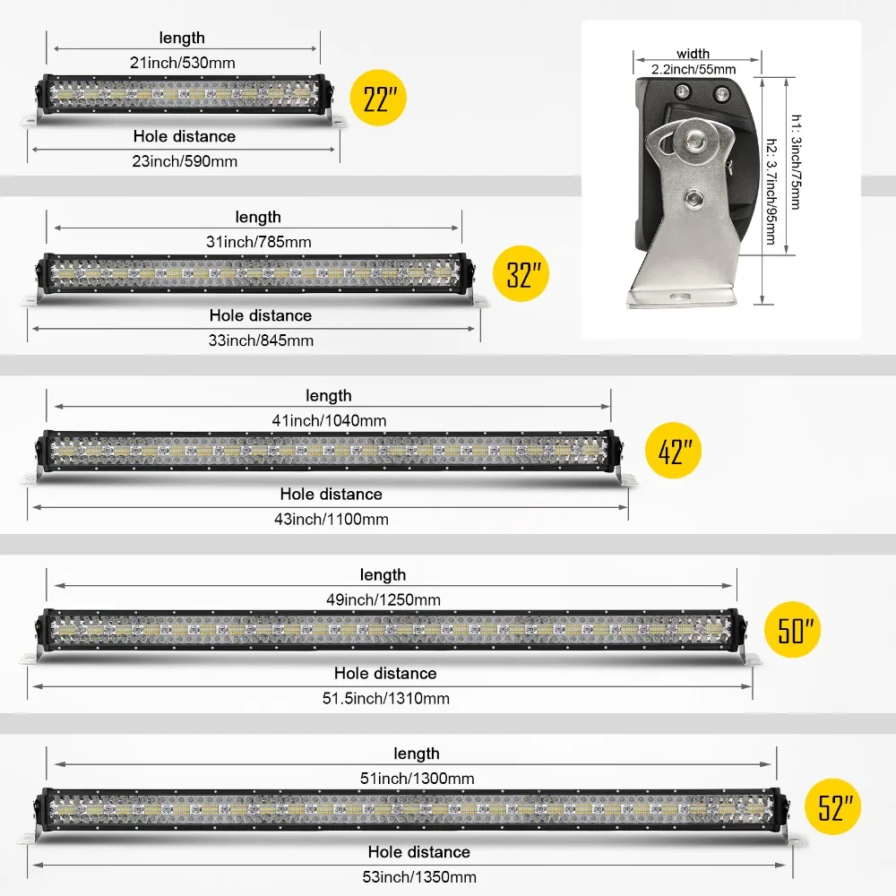 CO LIGHT 3 ряда светодиодный бар 12D 22 32 42 50 52 дюймов светодиодный световой бар комбо для джипа вождения внедорожные лодки тракторы грузовик 4x4 SUV 12V 24V