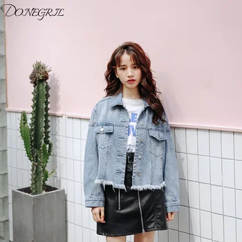 

Jacket Women 2019 Spring Autumn Clothes Denim Jacket Vintage Turn-down Collar Coat Jaqueta Jeans Fashion Jacket