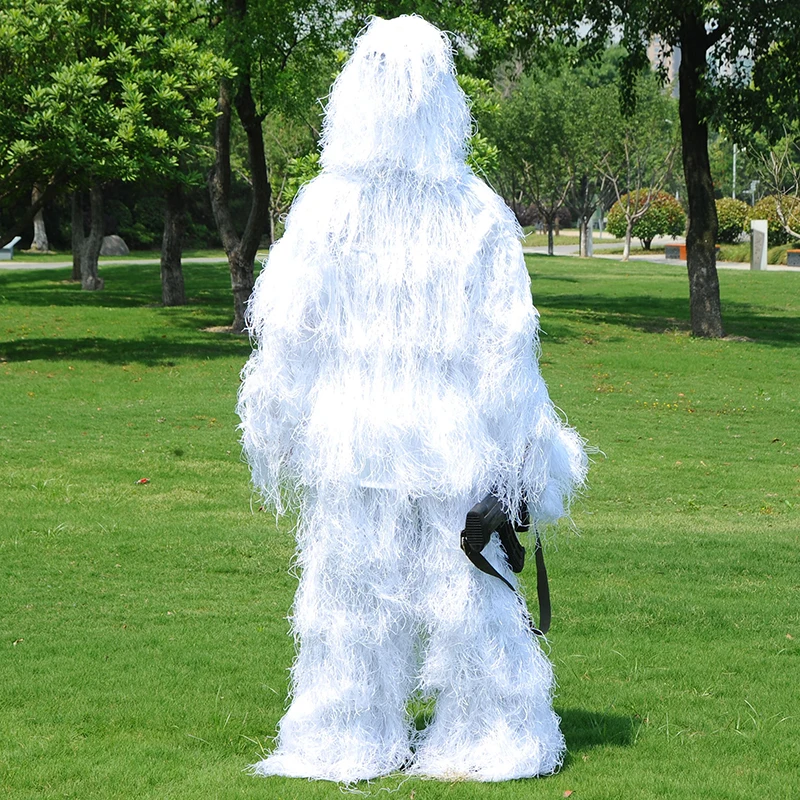 Белый снежный камуфляж костюм Ghillie костюм Yowie Снайпер Тактический Camoflage костюм для охоты Наблюдение за птицами