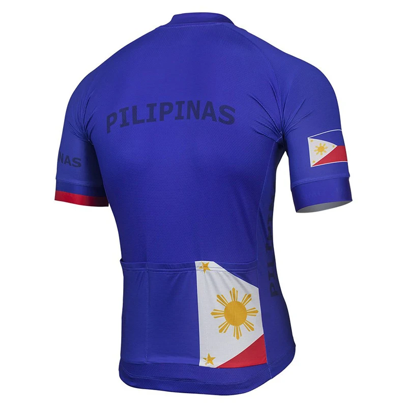 Pilipinas летние Для мужчин на открытом воздухе Велоспорт Джерси, руль для шоссейного велосипеда, гонка в горах Team Blue короткий рукав быстросохнущая дышащая
