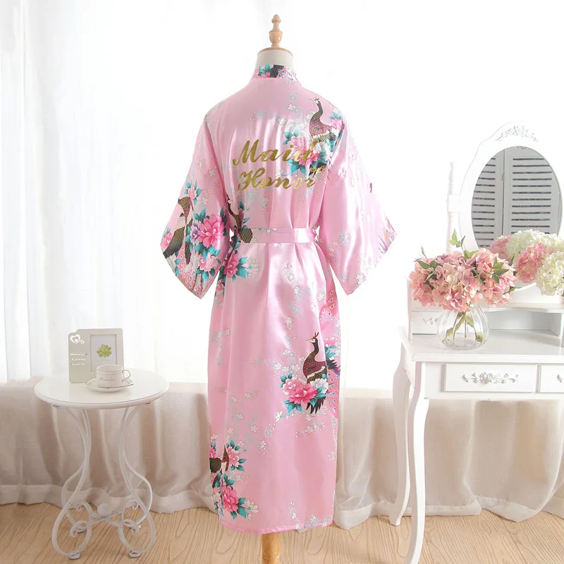 

BZEL 2019 Silk Satin Wedding Bride Robe Maid Of The Honor Robes Floral Bathrobe Kimono Robes Sexy Night Bath Robes Dressing Gown