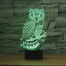 Сова 3D ночник RGB переменчивое Настроение лампы светодиодные USB декоративные настольные лампы атмосферу noctural приспособления для детская кровать комната