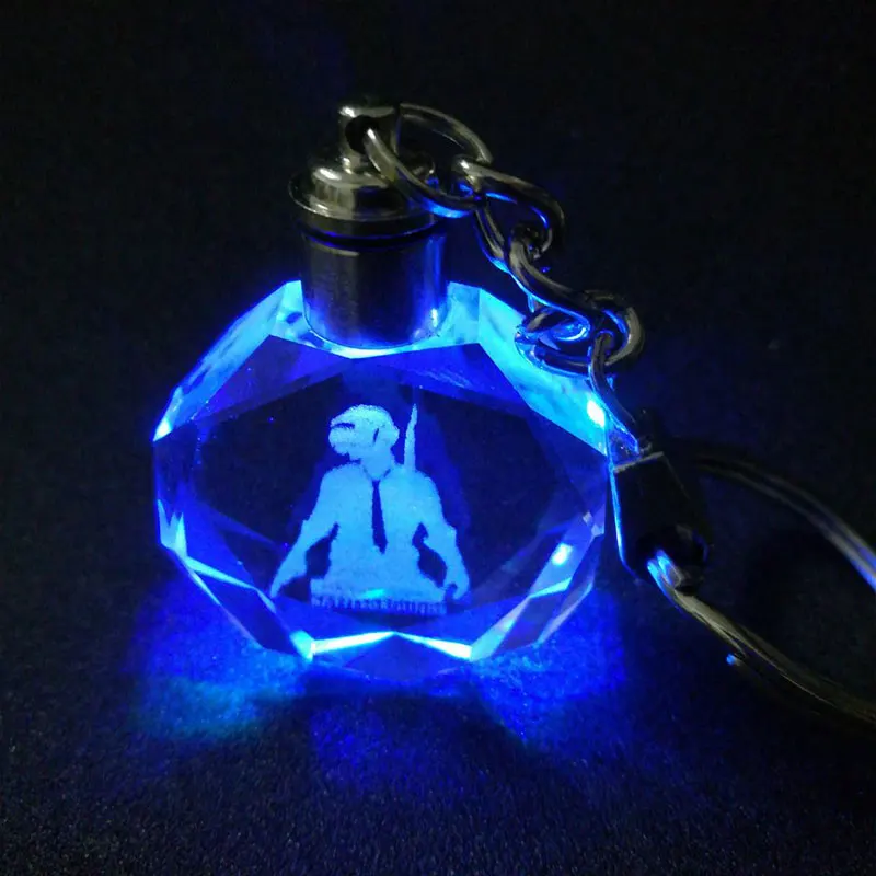 

Game Playerunknown's Battlegrounds K9 Crystal Pendant Keychain Laser Engraved Flash Color Changing PUBG Light Christmas gifts