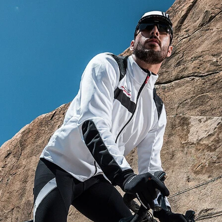 

Santic Men Cycling Jackets Fit for 2-10 degree Black White Bike Windproof Bicycle Cycling Coat Ciclismo Maillot WM8C01098W