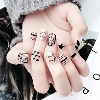 

New Sale 24pcs/set Lovely personality fake nails patch charm Acrylic resin full cover False Nail (Contains no glue)