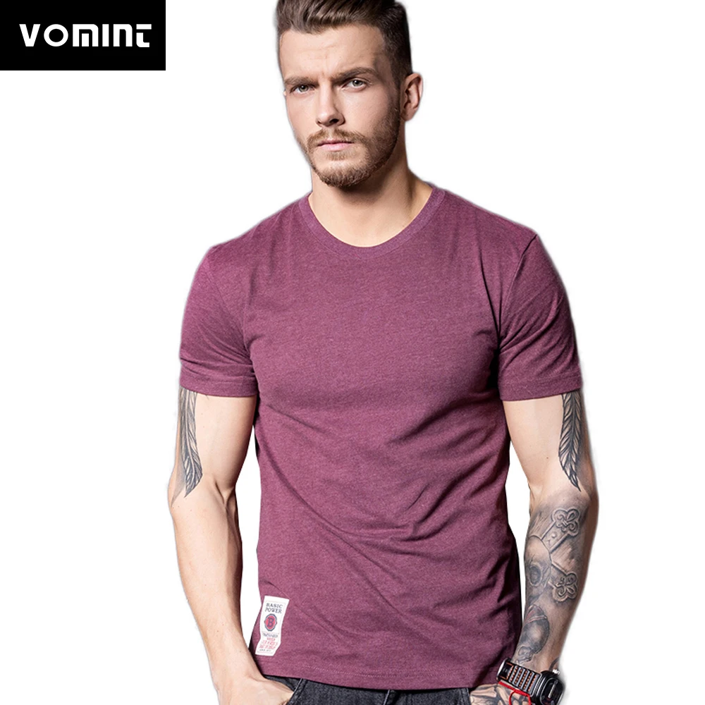 Prix VOMINT nouveau T Shirt solide hommes à manches courtes T shirt coton Multi couleur Pure fantaisie fils lavage T Shirt pour homme V7S1T001