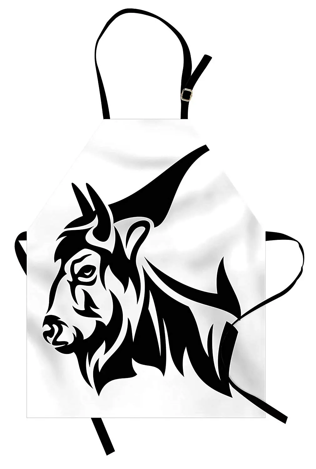 

Bison Apron Horned Animal Yak Mammal with Monochrome Design Wildlife Strength Illustration Kitchen Bib Cooking Baking Gardening