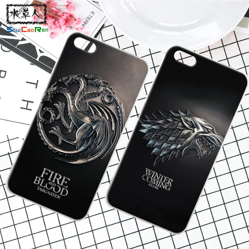 

For iPhone 5 5S SE 5C 6 6S 7 8 Plus Retra Game of Thrones Cover 3D Relief Case Ice and Fire Fundas For iPhone X Phone Coque