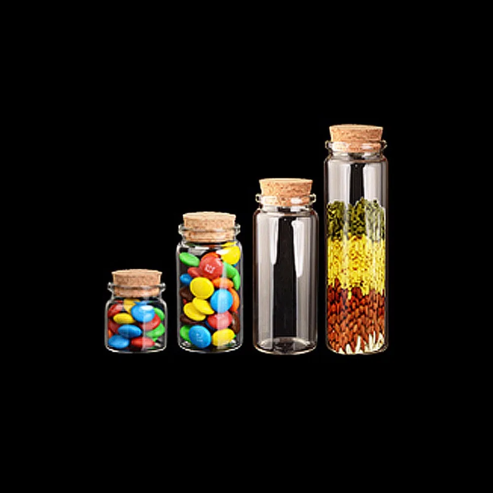 Capacity 50ml 80ml 100ml 150ml Glass Bottles with Cork Clear Bottles