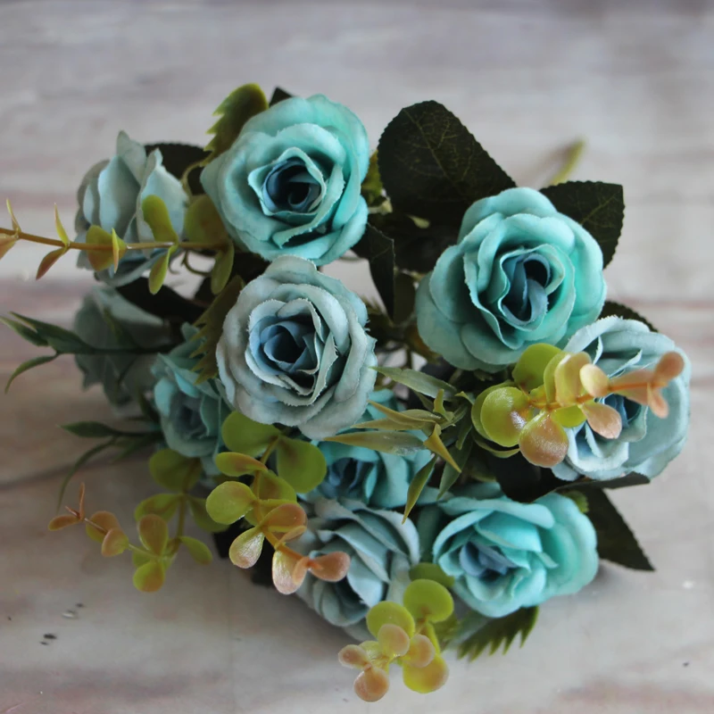 1 букет искусственных листьев розы Букет шелковых цветок домашние вечерние Весенние Свадебные украшения Свадебный искусственный цветок