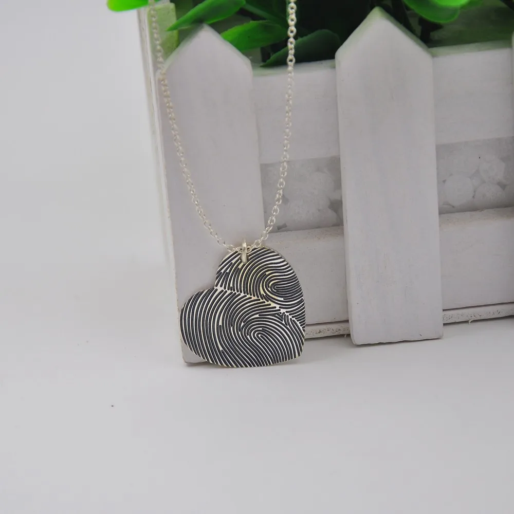 ozel cift parmak izi kolye kalp kolye derin kazimayi sizin gercek parmak izi kolye anit taki