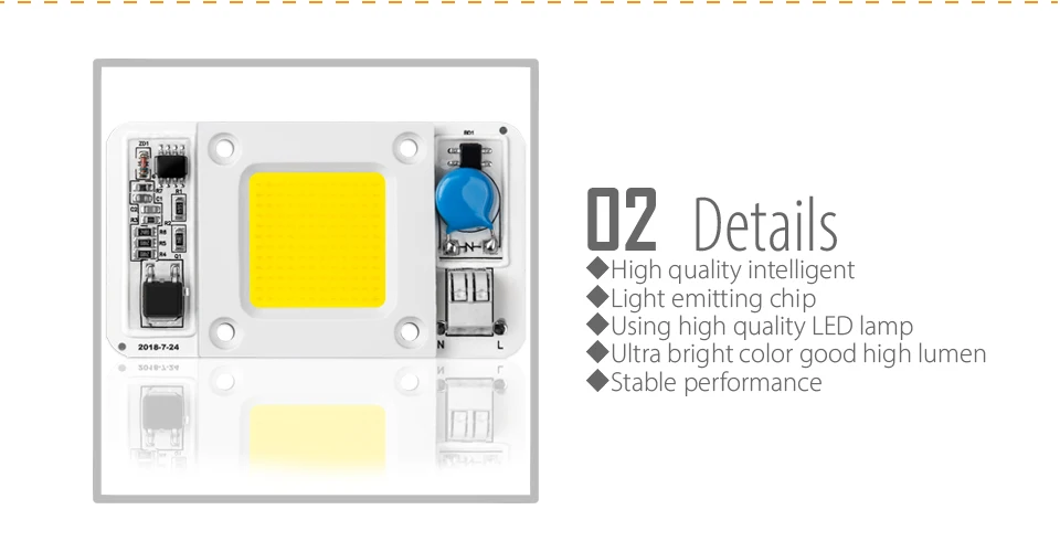 Hontiey светодиодный 50 Вт COB лампа Smart IC AC 220 В Драйвер Белый теплый холодный полный спектр прожектор флип чип лампа трубка DIY