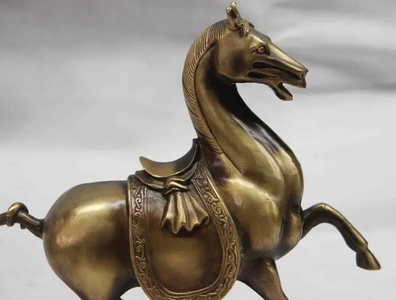 

China Chinese Folk Copper Bronze Fengshui war-horse Horse Statue sculpture