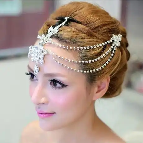 Silver Plated Crystal Indian Hair Accessories Head Jewelry