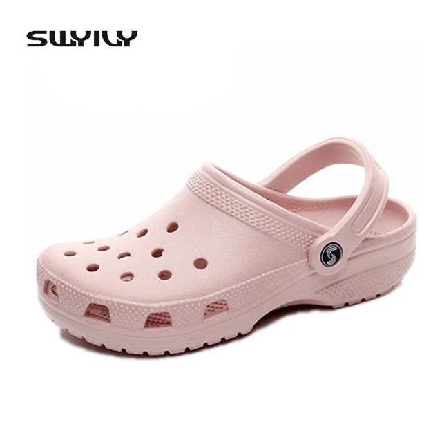 EVA Woman Flat Sandals Summer Hole Shoes Classic Light Clogs Wide Comfortable Beach Shoes Big Size 42 43 44 45 46