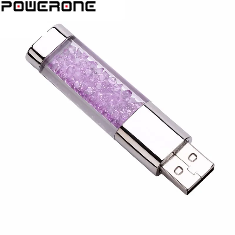 POWERONE модный Кристальный металлический USB флеш-накопитель 4 ГБ 8 ГБ 16 ГБ 32 ГБ 64 Гб карта памяти подарки(заказ более 10 шт., бесплатный логотип