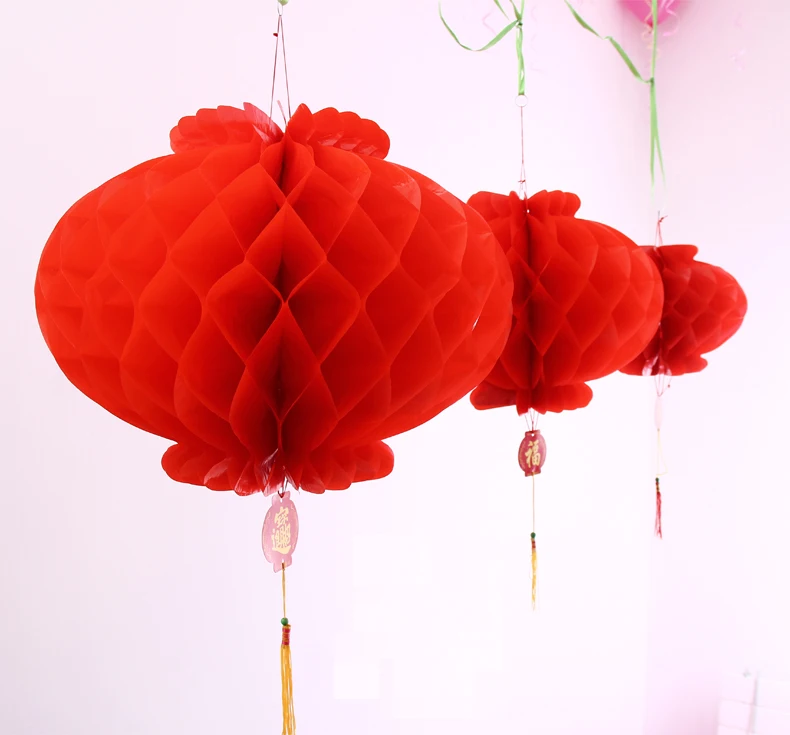 30X Chinese New Year Red Paper Lanterns Chinese Hang Lantern Hanging Decoration