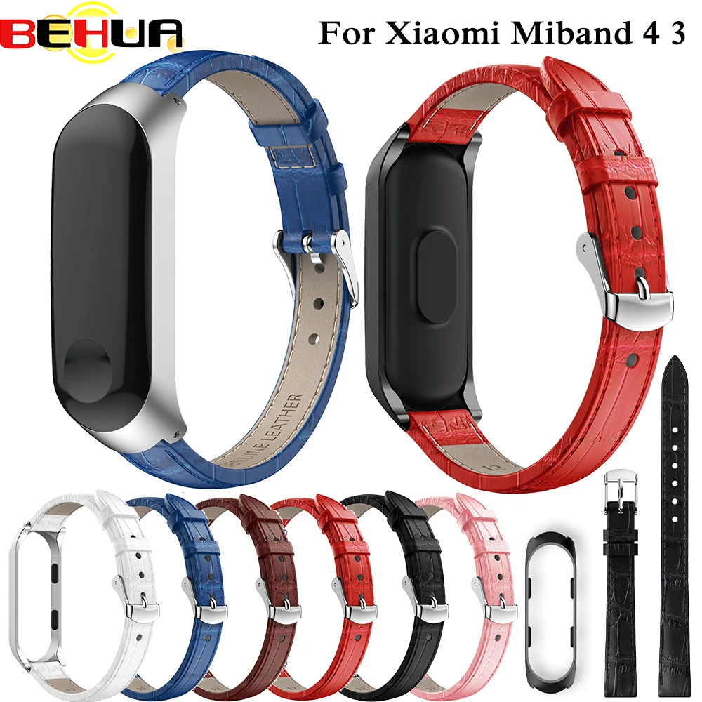 

Colorful Leather watchband with Case Smart Watch band for Xiaomi Mi Band 3 strap For xiaomi mi band 3 bracelet Miband 3 Strap