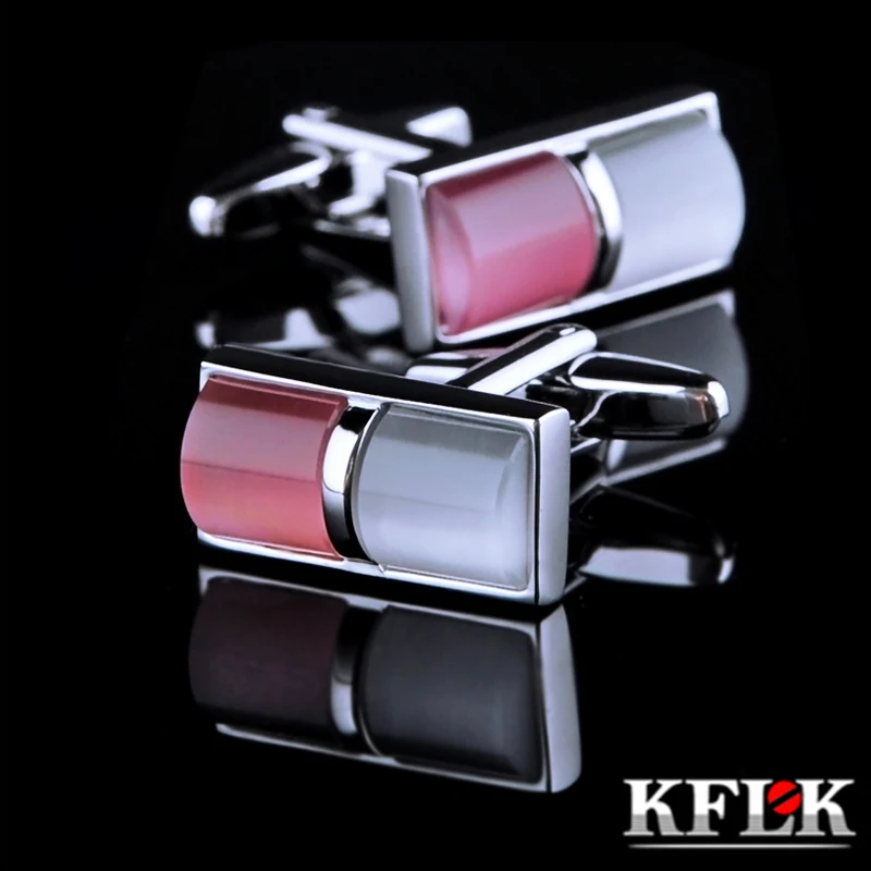 

KFLK jewelry 2018 shirt wedding cufflinks for mens gift Brand cuff buttons Pink cuff link High Quality abotoaduras Jewelry