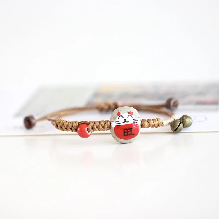 

Cute handmade ceramic Lucky Cat Bracelet animal bracelets for children jewelry fashion couple girlfriends jewelry #N021