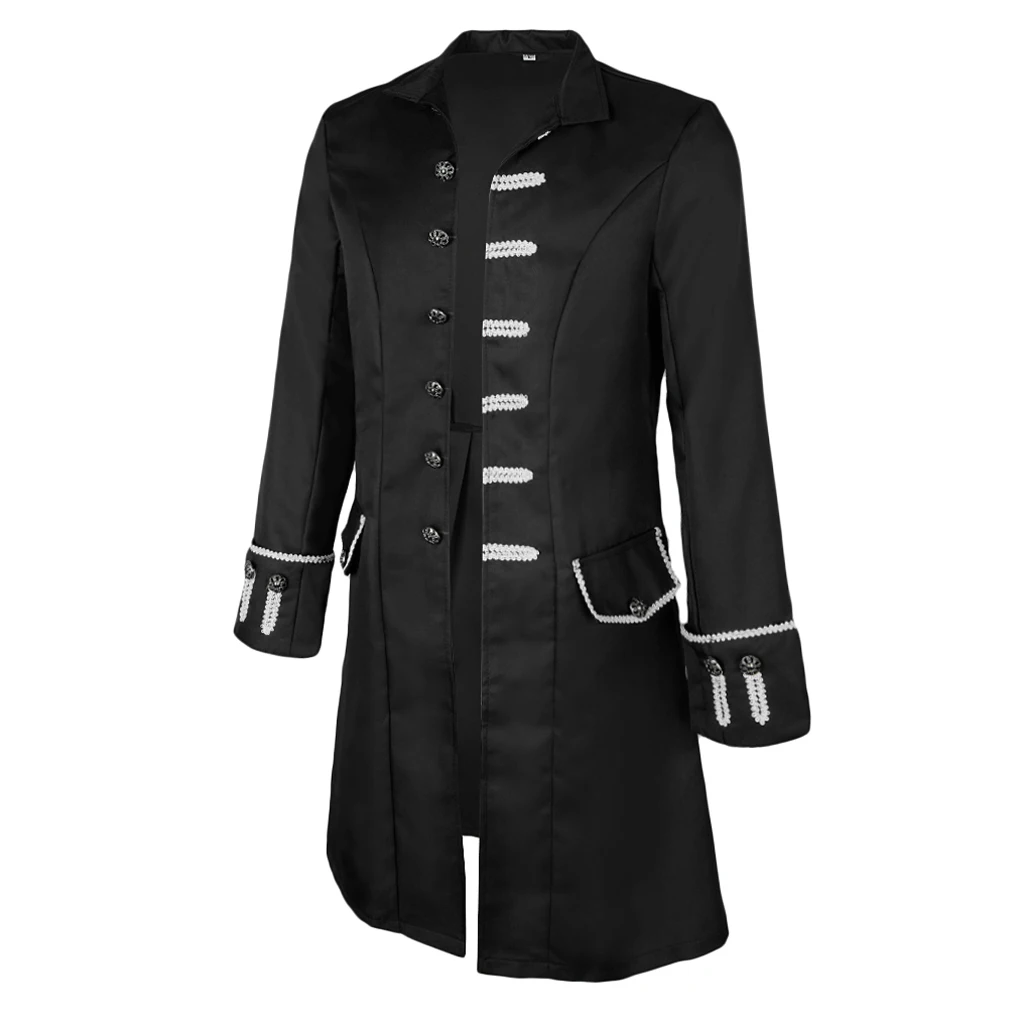 Men's Victorian Frock Coat Gothic Steampunk Jacket Vintage Tailcoat Cosplay Drama Playing Costume Overcoat