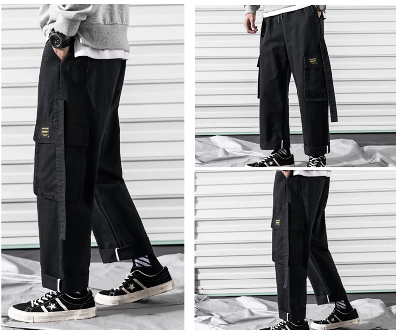 Korean Streetwear Harajuku Pants Men Fashion Street Style Cargo Pants  (25)