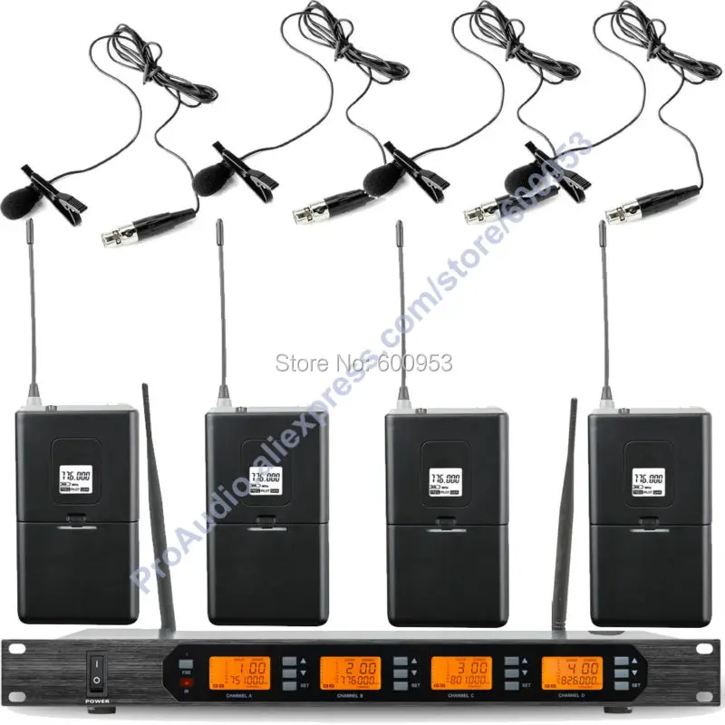 MICWL аудио M400-4B UHF 4x100 канальный цифровой беспроводной 4 Карманный микрофон с