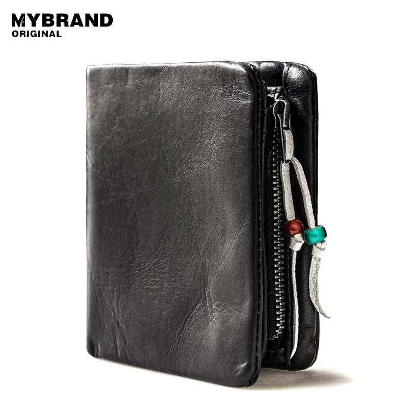 

MYBRANDORIGINAL wallets genuine leather wallet for man vintage small cow leather coin male purse European and American Style Q17