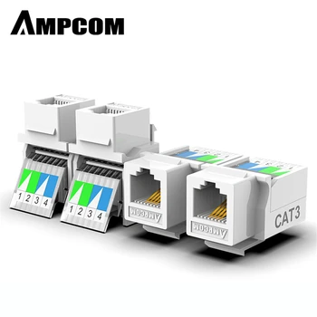 

AMPCOM Tool-free Telephone Module RJ11 CAT3 Voice Module Gold-plated Adapter Keystone Jack C26