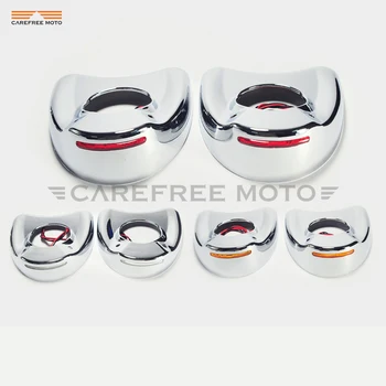 

RED LED Chrome Fairing Mount Motorcycle Side Mirror Cover Shell case for Harley Electra Glide 1996-2016