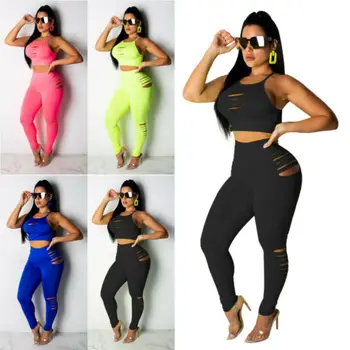 

Women Sets 2019 NEW Sexy Soft Crop Top Girl Vest Bra+Pants Leggings Set Sleeveless Workout Summer Party Wear Plus Size