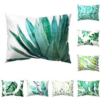 

1pc Tropical Green Leaves cushion cover Rectangle pillow cover Case Sofa Home Decoration Pillows Covers decoracion hogar nordico