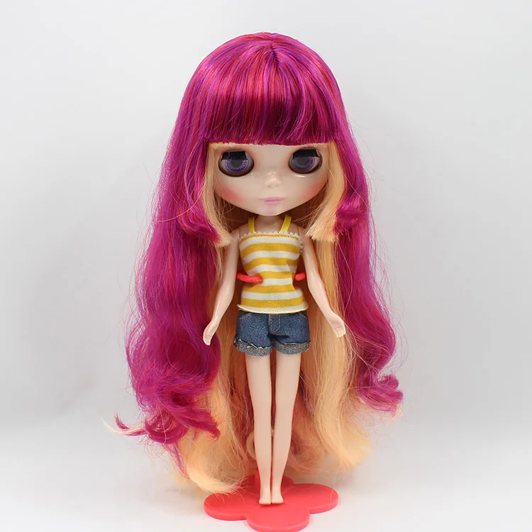 

Fortune Days Nude Blyth doll No.R4BL077/136/1248/1019 Purple mix red and yellowhair with bangs Flesh color skin Factory Blyth
