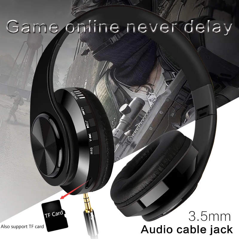 Hi Fi стерео наушники Bluetooth Музыкальная гарнитура FM Spport SD карт с микрофоном для