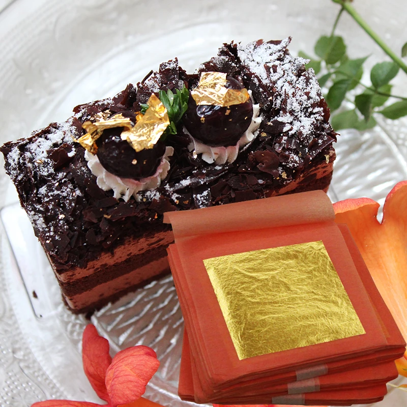 Edible gold leaf ,100 sheets 4.33 X 4.33cm 24K pure genuine gold leaf