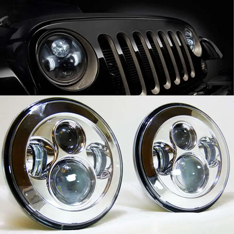 1pcs 7inch Jeep Wrangler Led HeadLight Halo Angle Eyes for 97-2015 JK TJ LJ 75W.jp11g