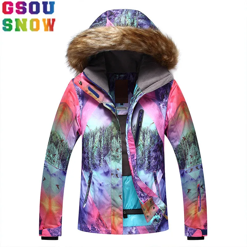 

GSOU SNOW Brand Ski Jacket Women Snowboard Jacket Flee Hooded Winter Waterproof Cheap Ski Suit Outdoor Ladies Sport Clothes