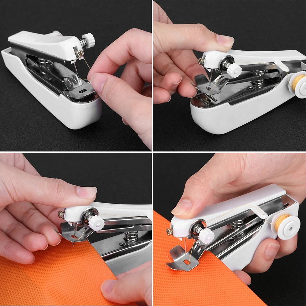 Portable Mini Sewing Machine Quick Stitch Sew Needlework Cordless Curtains Clothes Fabrics Household Hand-held Sewing Machine