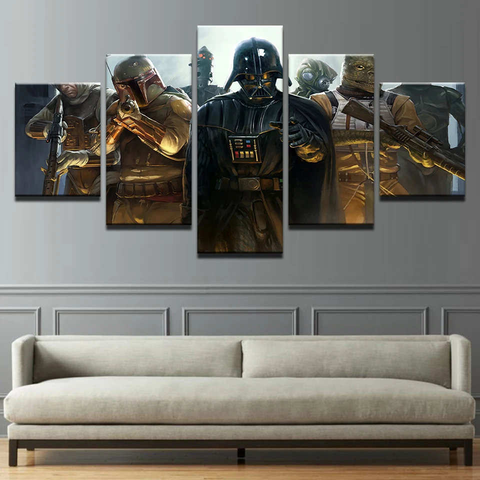 

Modular Canvas Prints Pictures Living Room Wall Art 5 Pieces Star Wars Painting Pop Home Decor Movie Characters Poster Framework