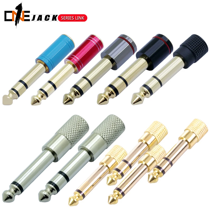 

1PC Microphone speaker plug audio connector 6.35mm male plug to jack 3.5mm 3 pole female socket speaker adapter gold plated