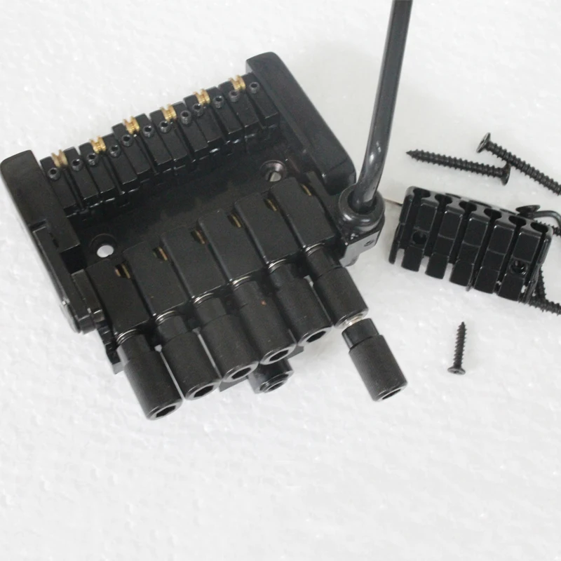 

Black 6 Strings Headless Guitar Tailpiece Tremolo Bridge /w Arm & Nut from korea