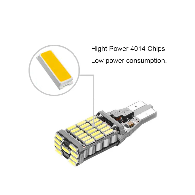 BOAOSI 2 шт. W16W T15 светодиодные лампы Canbus 4014 SMD без ошибок светодиодный фсветильник