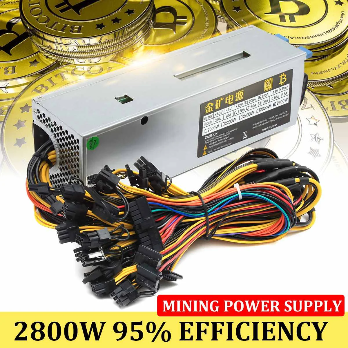 95% Efficiency 12GPU 2800W Mining Power Supply 24Pin For Eth Rig Ethereum Bitcoin Miner 90 PLU 95% Efficiency 12GPU 2800W Mining Power Supply 24Pin For Eth Rig Ethereum Bitcoin Miner 90 PLU