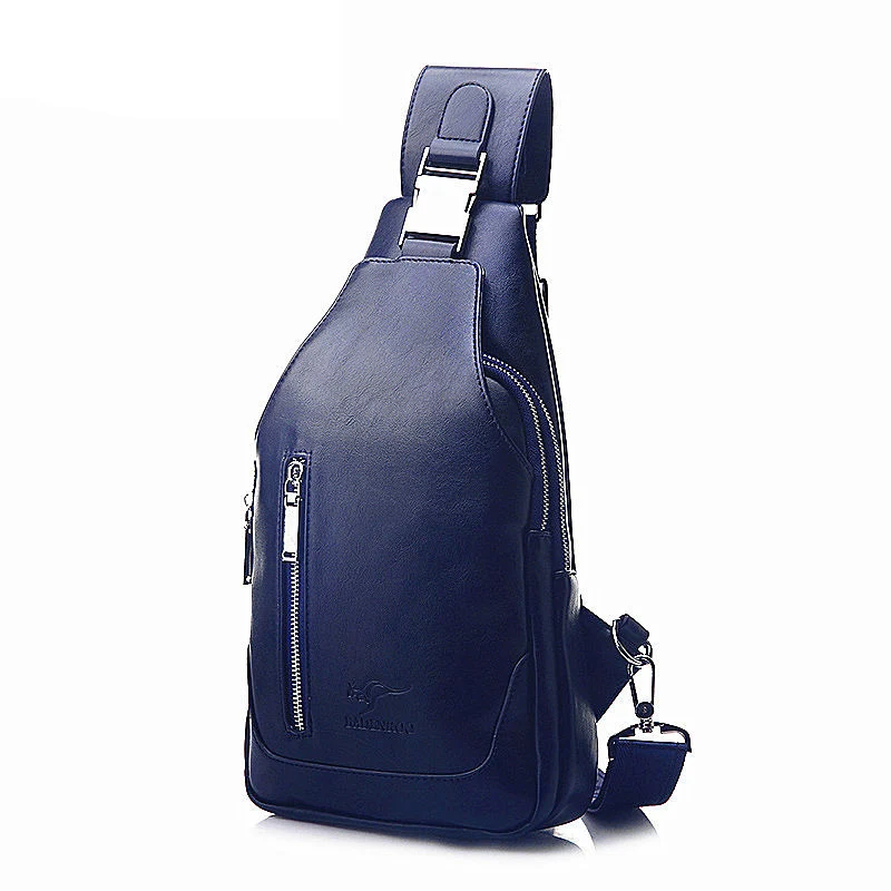Акция, Новое поступление, мужские повседневные сумки через плечо из искусственной кожи, сумки через плечо для путешествий, нагрудная сумка-мессенджер с интерфейсом USB - Цвет: Logo-blue