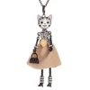 HOCOLE-collier de poupée de fleur pour femmes, collier de poupée, jolie tête de chat, longue chaîne, pendentif en strass, déclaration, bijoux pour femmes, 2022 ► Photo 3/6