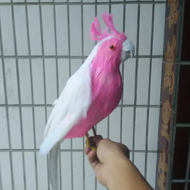 about 40cm simulation Cockatoo parrot ,plastic foam & feathers pink parrot model,prop,home Decoration Christmas gift w5583 new glock toy pistol plastic eva foam darts bullets gun simulation model pistol beginner aim train handgun air gun boys diy gift