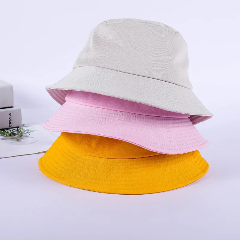 Vente Chaude 7 Solide Couleurs Seau Chapeaux pour Femmes Hommes Панама Seau cap Femmes Chapeau