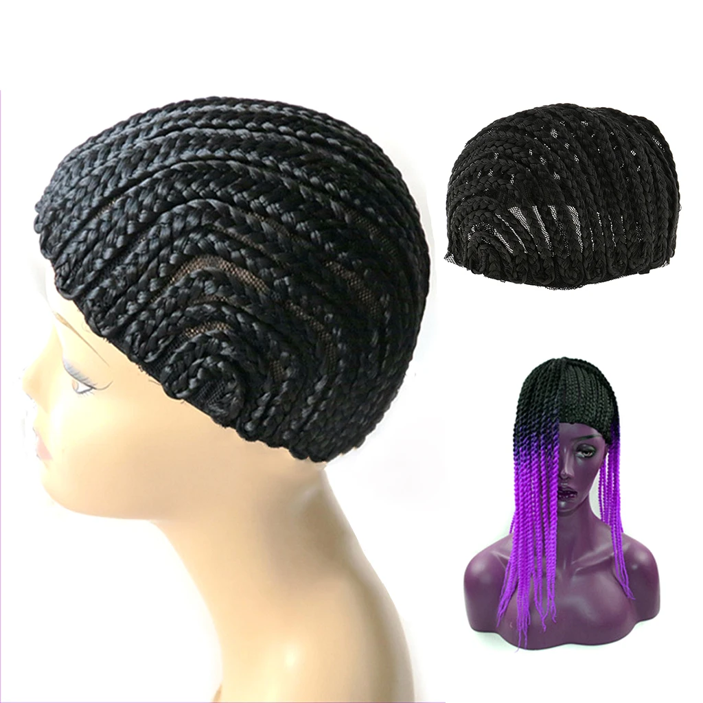 Set of 5 Pieces Adjustable Women Girls Ladies Cornrow Wig Cap With Hair Braid Needles